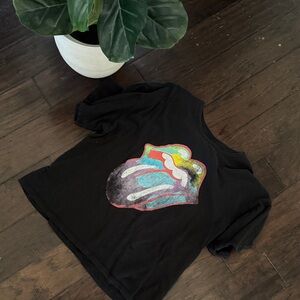 Black Kids Graphic Tee with Colorful Tongue Logo